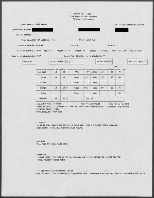 Rick Ankiel scouting report, 1996 November 05