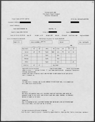 Jeff Austin scouting report, 1995 February 24