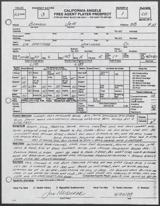 Jeff Bagwell scouting report, 1989 April 30