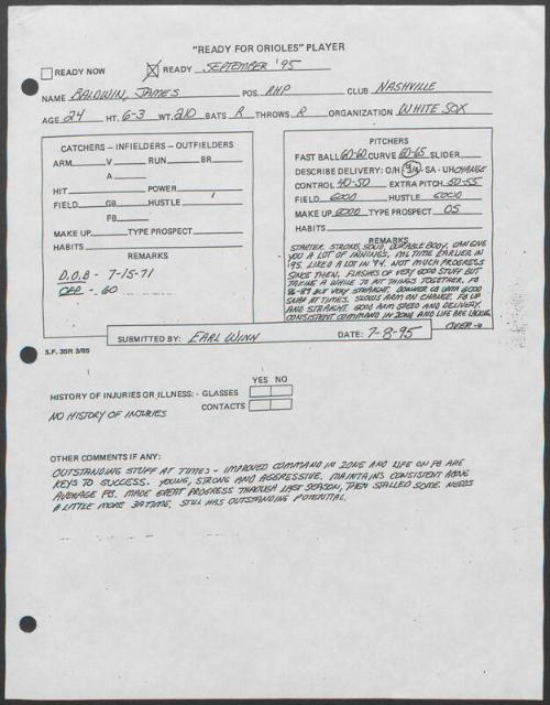 James Baldwin scouting report, 1995 July 08