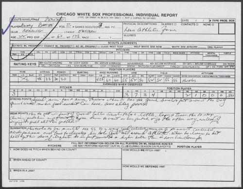 Kim Batiste scouting report, 1990