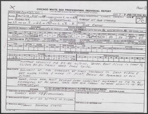 Jose Bautista scouting report, 1989 July 09