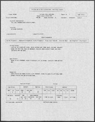 Mike J. Bell scouting report, 1995 July 07