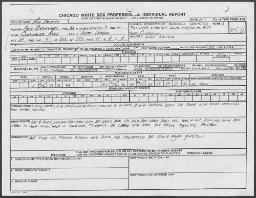 Freddie Benavides scouting report, 1990 October