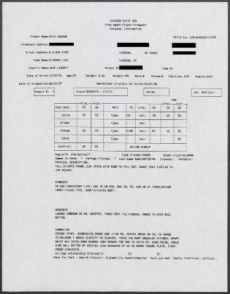 Kris Benson scouting report, 1996 February 23