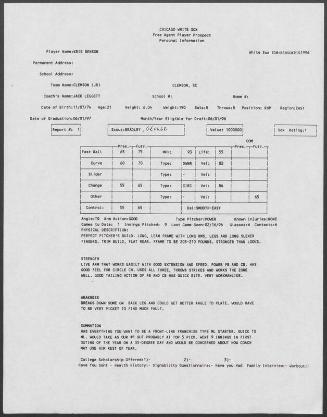 Kris Benson scouting report, 1996 February 16