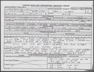 Todd Benzinger scouting report, 1990 September 17