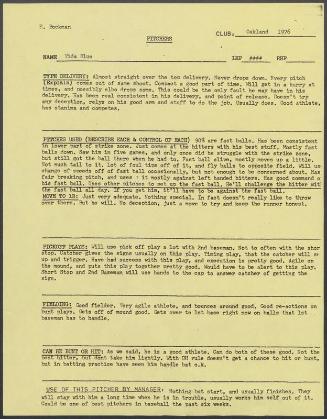 Vida Blue scouting report, 1976 September