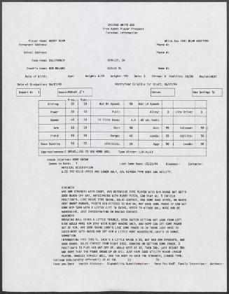 Geoff Blum scouting report, 1994 March 20