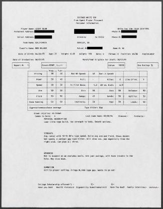 Geoff Blum scouting report, 1994 March 30