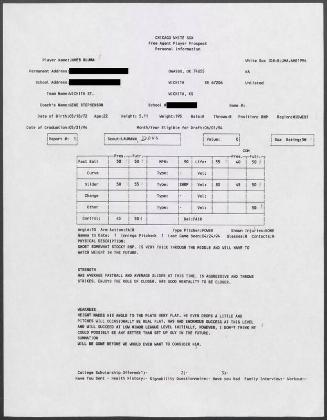 Jaime Bluma scouting report, 1994 April 24