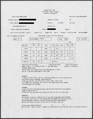 Jaime Bluma scouting report, 1994