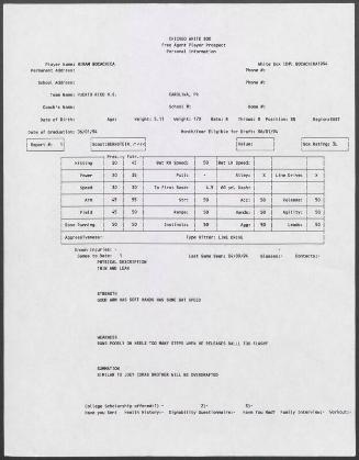 Hiram Bocachica scouting report, 1994 April 09