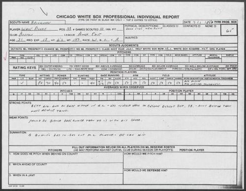 Wade Boggs scouting report, 1989 July 01