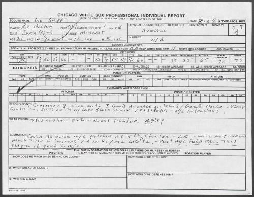 Rod Bolton scouting report, 1990 August 13