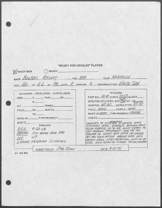 Rod Bolton scouting report, 1995 August 15