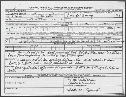 Barry Bonds scouting report, 1990 June 29