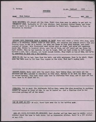 Dick Bosman scouting report, 1976 September