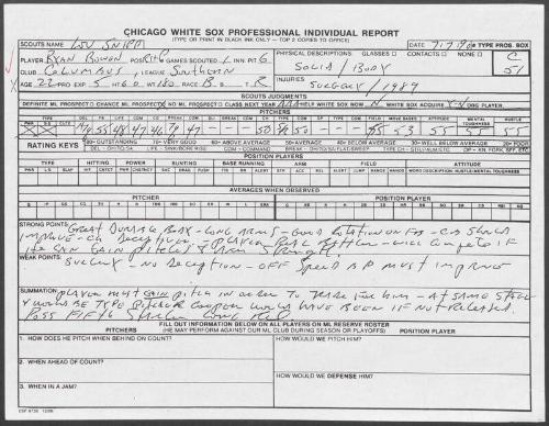 Ryan Bowen scouting report, 1990 July 07