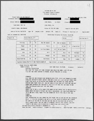 Milton Bradley scouting report, 1996 April 10