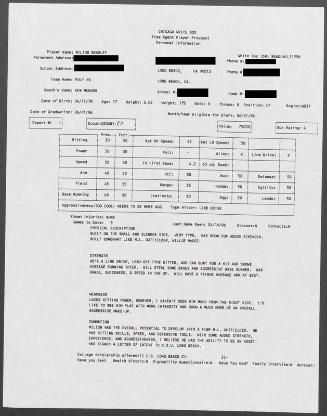 Milton Bradley scouting report, 1996 April 16