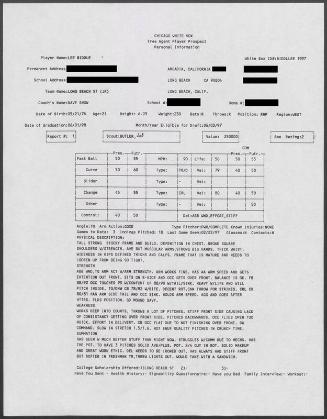 Rocky Biddle scouting report, 1997 February 22