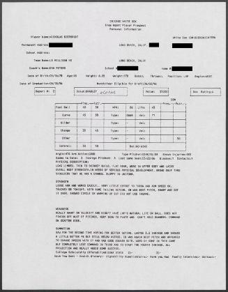 Nick Bierbrodt scouting report, 1996 March 22