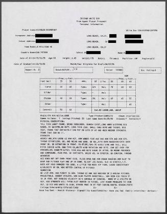 Nick Bierbrodt scouting report, 1996 April 25