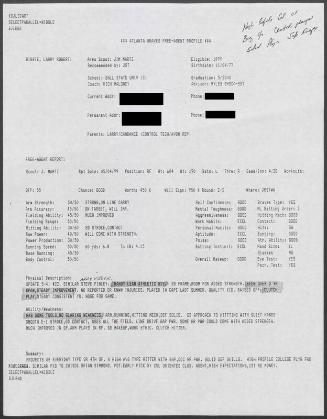 Larry Bigbie scouting report, 1999 May 04