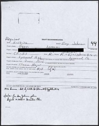 Lorenzo Gray scouting report, 1976 May 19