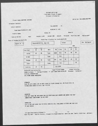 Jonathan Johnson scouting report, 1995 February 24