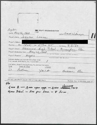 Lamar Johnson scouting report, 1968 May 26