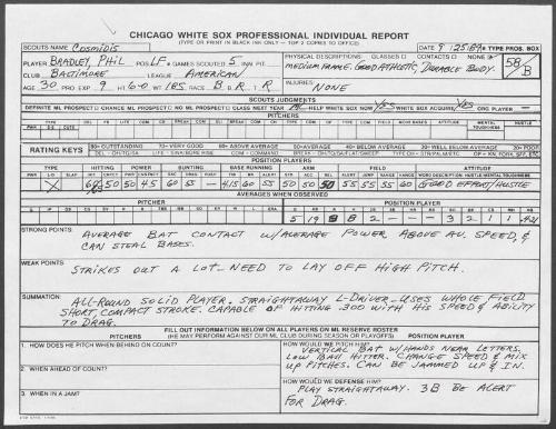 Phil Bradley scouting report, 1989 September 25