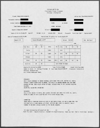 Ryan Bradley scouting report, 1997 January 25