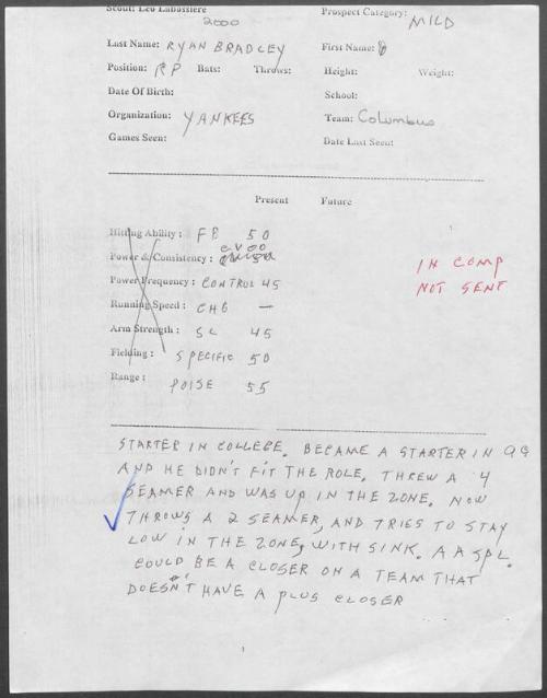 Ryan Bradley scouting report, 2000