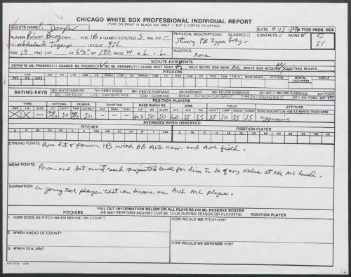 Rico Brogna scouting report, 1989 September 15