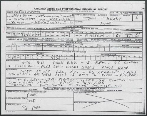 Keith Brown scouting report, 1990 September 17