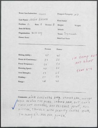 Kevin Brown scouting report, 2000