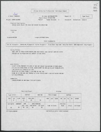 Damon Buford scouting report, 1995 July 09