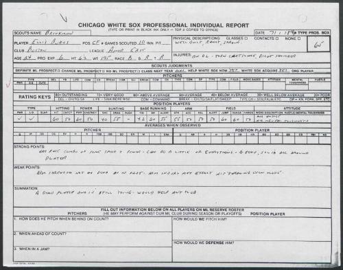 Ellis Burks scouting report, 1989 July 01