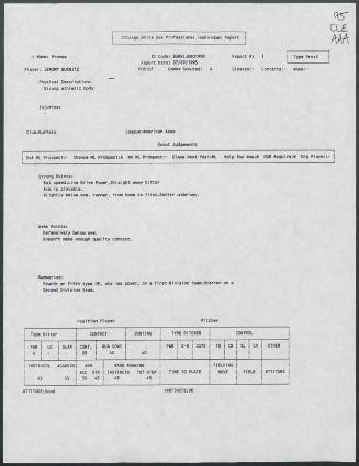 Jeromy Burnitz scouting report, 1995 July 09