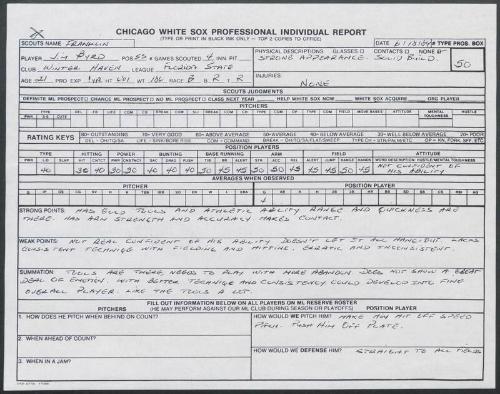 Jim Byrd scouting report, 1989 June 18