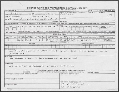 Joe Carter scouting report, 1989 July 01