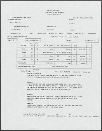 Mike Caruso scouting report, 1996 May 06