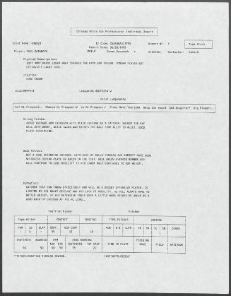 Raul Casanova scouting report, 1995 June 20