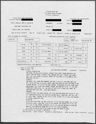 Ryan Christenson scouting report, 1995 April 08