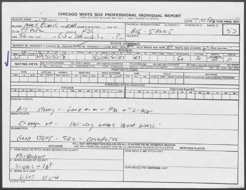 Mark Clark scouting report, 1990 July 04