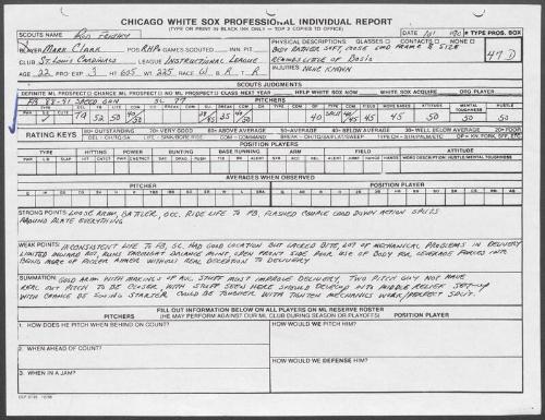 Mark Clark scouting report, 1990 October