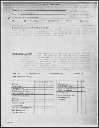 Chris Codiroli scouting report, 1982