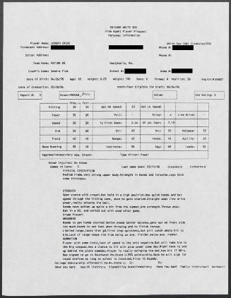 Joe Crede scouting report, 1996 May 11